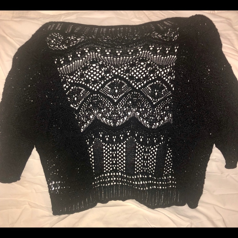 JM Collection Women’s cropped black open cardigan